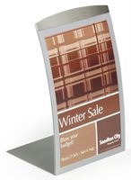 Displays2go Countertop Sign Frame for Office or Store, 5.5" x 8.5", Set of 5, Curved Aluminum (DMCT5585SV)