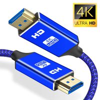4K HDMI Cable,Capshi High Speed 18Gbps HDMI 2.0 Cable,4K, 3D, 2160P, 1080P, Ethernet - 28AWG Braided HDMI Cord - Audio Return Compatible TV, PC, Blu-Ray Player (6ft, Blue)