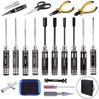 HobbyPark 19in1 RC Tool Kit Screwdriver Set (Flat/Phillips/Hex),Nut Socket Spanner Wrench Body Shell Reamer Repair Tools for RC Car Quadcopter Drone Helicopter Airplane