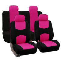 FH Group Universal Fit Full Set Flat Cloth Fabric Car Seat Cover, (Pink/Black) (FH-FB050114, Fit Most Car, Truck, Suv, or Van)