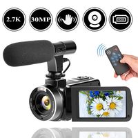 HD Camcorder Video Camera for YouTube 2.7K 30MP Digital Camera Vlogging Camera with Microphone and Remoter Camera with Flip Screen and Webcam Function