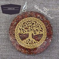 Orgonite Chakra Energy Web Tree of Life Orgone Pendant – Revitalization and Relaxation Chi-Lapis Lazuli, Carnelian Crystal Necklace- Brass and Copper Tesla Coil Embedded- Unisex (Carnelian)
