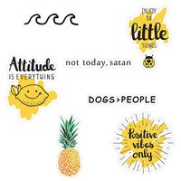 Vsco Girl Stickers for Hydro flasks[10pcs] Cute, Positive, Lovely, Trendy, Aesthetic, Mustard Yellow Sticker for Teen, Girls, Feminists - for Water Bottles Laptop MacBook Computer iPhone iPad Guitar