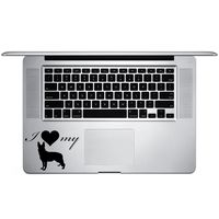 I Love My German Shepherd Dog Silhouette Heart Vinyl Sticker Laptop Keyboard Inside Corner iPhone Cell Decal (3.5" Wide)