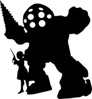 Big Daddy & Sister Silhouette BIO Shock Video Game Logo Stickers Symbol 5.5" Decorative DIE Cut Decal for Cars Tablets LAPTOPS Skateboard - Black