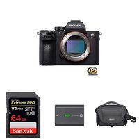 Sony a7R III Mirrorless Camera with SanDisk 64GB SD Card with Sony Soft Carrying Case and Sony Rechargeable Battery Pack