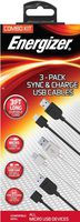 Premier Energizer 3 Pack Android Charger Micro USB Cable 3ft Fast Charging USB 2.0 Syncing Cord, Black Set of 3 Feet
