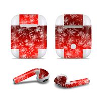 Masino Bluetooth Headset Protective Sticker Protector Decal Skin Cover for Apple AirPods 2 & 1 with Charging Case, NOT Compatible with AirPods 2 Wireless Charging Case (Decal- Small Lily Red)