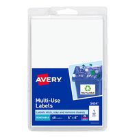 Avery White Removable Print or Write Labels, 6 Inches x 4 Inches, Pack of 40 (5454)