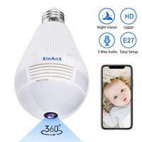 1080P Smart Bulb Security Camera, 360 Degree Panoramic 2.4G WiFi Camera Indoor/Outdoor Wireless Video Surveillance IP Camera for Baby/Pet Monitor with Night Vision, Two Way Audio, Montion Detection