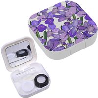 Portable Contact Lens Case Box Travel Kit Mirror + Bottle + Tweezers Container Holder [ Floral Romantic Flowers ]