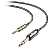 3.5 to 6.35 Cable, J&D Gold-Plated [Copper Shell] [Heavy Duty] 3.5mm 1/8" Male TRS to 6.35mm 1/4" Male TRS Stereo Audio Cable with Zinc Alloy Housing and Nylon Braid for iPhone, Amplifiers - 15 Feet