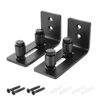 SMARTSTANDARD Sliding Barn Door Bottom Adjustable Floor Guide Roller, Black, Smoothly and Quietly, Easy to Install (2 Rollers) 2PCS