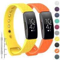 GVFM Compatible with Fitbit Inspire/Inspire HR Bands, Adjustable Soft Silicone Bracelet Accessories Sport Strap for Women Men Wristbands (Large, 2-Orange and Yellow)