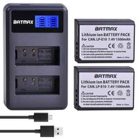 Batmax 2Packs LP-E10 LPE10 Camera Battery + Rapid LCD USB Dual Charger for Canon LP-E10 and Canon EOS 1100D,1200D,1300D,Kiss X50,Kiss X70,Rebel T3,Rebel T5,Rebel T6 Select Canon Cameras