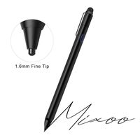 Mixoo Active Stylus Pen for iPad - Rechargeable 1.6mm Fine Tip and Fiber Tip 2-in-1 High Sensitivity Smart Pencil Digital Pen for Drawing and Writing, Compatible with Apple iPad, iPhone Series - Black