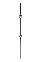 T05 - Iron Balusters - Double Basket - Hollow - 44 in X 1/2 in Square - Box of 10 (Satin Black)