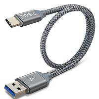 Reversible USB C Cable, USB Type C Cable, TITACUTE Short Type C Cable 1FT Durable Nylon Braided Cords Fast Charge USB 3.0 Data Sync for Samsung Galaxy Note 8 S8 S8+ LG V30 G6 Nexus 5X 6P Pixel (Grey)