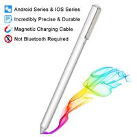 Active Stylus Pen for Touch Screens Rechargeable Digital Pen Pencil with 1.5mwm Durable Copper Point & Easy Magnetic Attached Charger, Compatible ith Apple iPad iPhone and Android Devices (Silver)