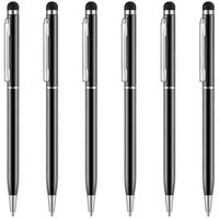 Unibene Stylus Pen - Black, 6 Pack 2 in 1 Capacitive Slim Stylus & Ballpoint Pen for Universal Touch Screens Devices, iPad, iPhone, Samsung, HTC, Kindle, Tablet(Black Ink)   