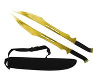 Tactical Master 27" Twin Tactical Machete 2 Pcs Set, Ninja Sword, Full Tang Katana Twin Sword. for Collection, Gift, Camping, Outdoor Sports (Gold)