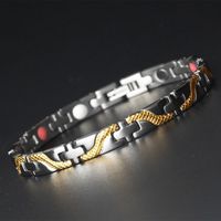 Gold Silver PURE Titanium Magnetic Therapy Health Link Bracelet Men Women (Gold Silver)
