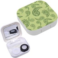 Portable Contact Lens Case Box Travel Kit Mirror + Bottle + Tweezers Container Holder [ Paisley Turkish Cucumber ]
