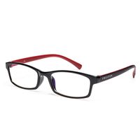 PROSPEK - Premium Computer Glasses - Professional - Blue Light and Glare Blocking (+0.00 (No Magnification) | Regular Size, Red and Black)