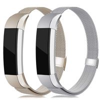 LNOOIU Metal Bands Compatible with Fitbit Alta, Replacement for Alta HR Stainless Steel Bands Adjustable Accessory Wristband for Alta Bracelet Women Men Girls Boys(2 Pack Small G)