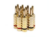 5 Pairs of Gold Plated Speaker Banana Plugs, Closed Screw Type