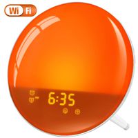 LATME-Sunrise-Alarm-Clock-Wake-Up-Light Compatible with Alexa Google Home with Colored Sunrise Simulation and Sunset Fading Night Light for bedrooms,FM Radio,4 Alarms Snooze Function (White-G2)