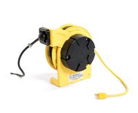 Woodhead 980 Cable Reel Base - NEMA 1 Spring Powered Reel with Flying Leads, 16/3 SJTOW, 50ft. Cord, 1 Outlet