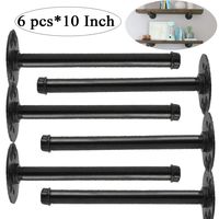 TLBTEK 6 pcs 10inch Rustic Pipe Decor Industrial Shelf Brackets,Vintage Industrial Steel Grey Iron Fittings Flanges Pipes, Furniture Decorations, Hanging Wall Mounted DIY Furniture Decorations Shelves