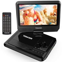 TENKER 9.5" Portable DVD Player with Swivel Screen, Rechargeable Battery and SD Card Slot & USB Port, Black