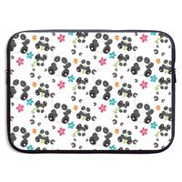 Cute Pandas White 13-15 Inch Laptop Sleeve Bag Portable Dual Zipper Case Cover Pouch Holder Pocket Tablet Bag,Water Resistant,Black