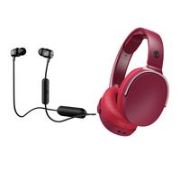 Skullcandy HESH 3 Noise Canceling Over-Ear Wireless Bluetooth Headphone Bundle with Skullcandy Jib Bluetooth Wireless in Ear Earbuds - Moab/Red/Black, Black