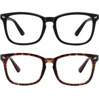 MEETSUN Blue Light Blocking Glasses, Anti Eye Strain Headache (Sleep Better),Computer Reading Glasses UV400 Transparent Lens (Black + Tortoise Shell Frame / 2 PACK, 53)