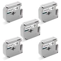 Unismar P-Touch M Tape 9mm M-K221 MK221 MK-221 Labeling Tape Compatible for Brother PT-65 PT-M95 PT-90 PT-70BM PT-70 PT-80 PT-70SR PT85 PT-45 PT-60 PT-100 PT-110 Label Maker, 3/8'' x 26.2', 5-Pack