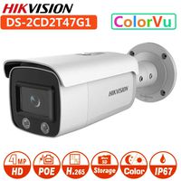 Hikvision 4MP ColorVu POE IP Camera, DS-2CD2T47G1-L 4mm Fixed Lens, 2688 × 1520 @30fps, Bullet Outdoor Security Camera with Micro SD Card Slot,H.265+,IP67, Full time Color Night Vision