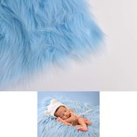 Faux Mongolian Fur Photography Prop, Newborn Prop, Basket Stuffer, Layering Blanket, Rug (Medium, 20"x36", Baby Blue)