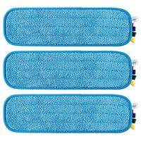 TEBEST 18" Microfiber Replacement Mop Pads, Standard Looped Flat Wet Mop Home and Commercial Cleaning Refills (Blue)