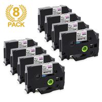 Anycolor Replace P-Touch TZe-231 Standard Laminated Label Tape, Black on White 12mm 0.47 Inch tze Label Tape, Compatible with Brother P-Touch PTD210 PTH100 PTD200 Label Makers,1/2"Wx26.2'L, 8-Pack