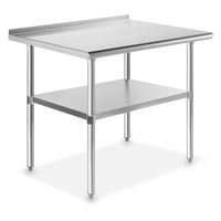 GRIDMANN NSF Stainless Steel Commercial Kitchen Prep & Work Table w/Backsplash - 36 in. x 24 in.