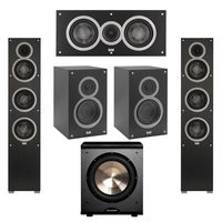 Elac 5.1 System with 2 Debut F5 Floorstanding Speakers, 1 Debut C5 Center Speaker, 2 Debut B5 Bookshelf Speakers, 1 BIC/Acoustech Platinum Series PL-200 Subwoofer