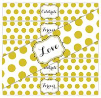 24 Large Dots Waterproof Water Bottle Stickers | Celebrate, Love, Forever | 8 of Each Phrase (Gold)