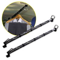 Zento Deals 2 Pack of Heavy Duty Expandable Clothes Bars Car Hangers Rod- Convenient Classic Black Combines with Strong Metal and Rubber Grips and Rings