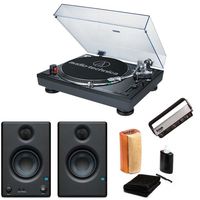 Audio-Technica AT-LP120-USB Turntable with Presonus Eris E3.5 2-Way Studio Monitors and Knox Cleaning Kit