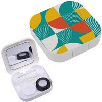 Portable Contact Lens Case Box Travel Kit Mirror + Bottle + Tweezers Container Holder [ Graphic Circles ]