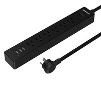 Nekteck Power Strip Flat Wall Plug with 6 AC Outlets, 15W 3-Port USB Charger for iPhone, iPad, Samsung Galaxys, Nexus, Tablets, HTC M9, Motorola, LG and More [9.3ft Cord, 6AC, 3 USB]