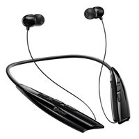 Phaiser BHS-950 Bluetooth Headphones with Charging Case, Retractable Neckband Earbuds with Microphone, Wirefree Sweatproof Inear Earphones, Wireless Portable Cordless Stereo Headset, Blackout
